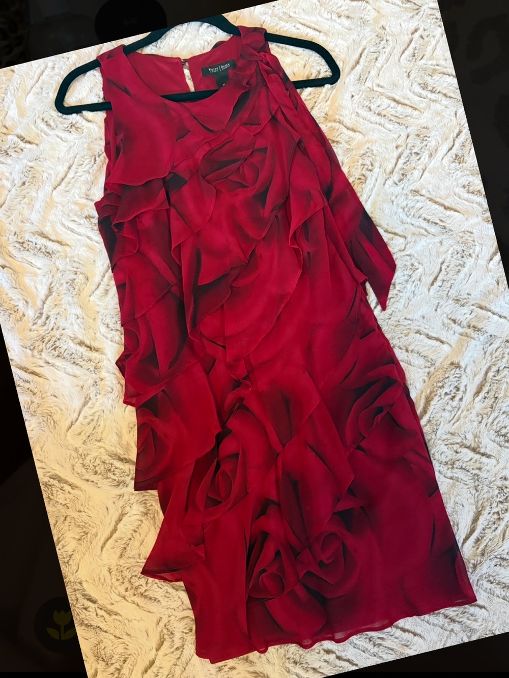 White House Black Market Red Ruffle Cocktail Dress